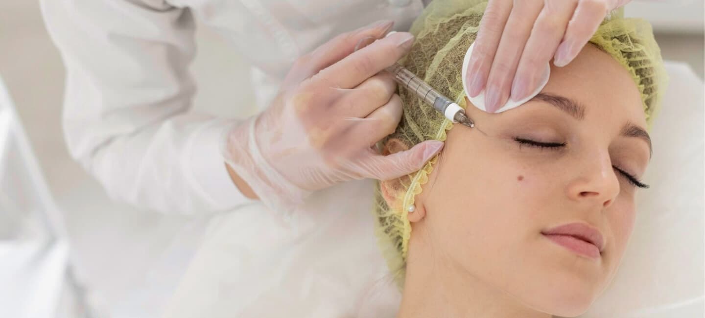 A client receiving an injectable treatment