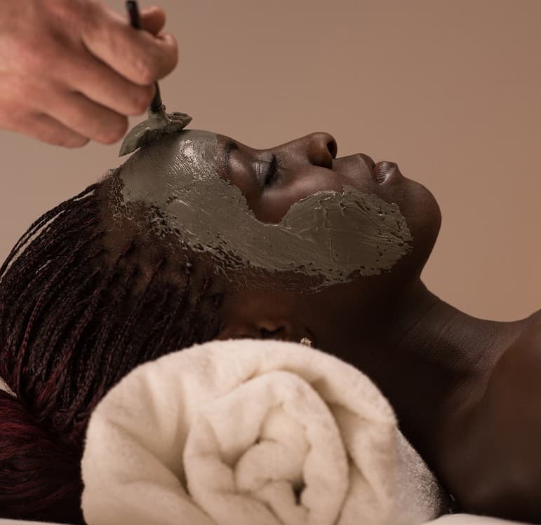 Custom medical facial with a clay mask